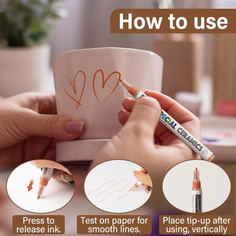 EliteSign Underglaze Pen for Ceramics, Underglaze Marker for Pottery Glaze, Pottery Pen, Porcelain, and DIY Ceramic Decorating-Red（Classic Hard Tip-1PK） - Image 3